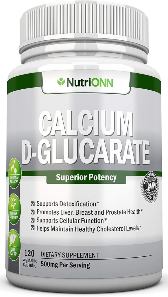 Kalsiyum D-Glucarate - 500 mg - 120 Sebze Kapsülleri - Temiz Süreçleri Desteklemek için Üstün Potency, Estrogen Metabolism & Hormonal Denge - Prostate, Mother & Colon Health