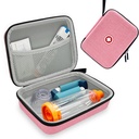 Çocuklar ve Yetişkinler için Hard Inhaler Spacer Case, Asthma Inhaler Case with Me Pocket for Medicine and Other Aksesuarları, Pink (Bag Only)