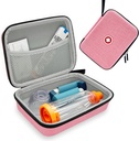 Hard Inhaler Spacer Case for Kids and Adults, Asthma Inhaler Case with Mesh Pocket for Medicine and Other Accessories, Pink (Bag Only)