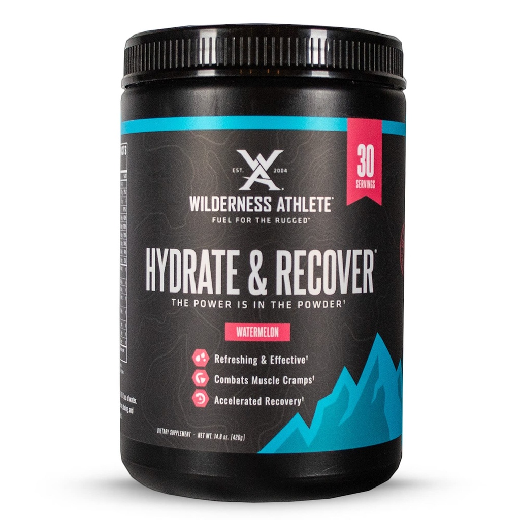Wilderness Athlete - Hydrate & Recover | Sıvı Hydration Toz Elektrolyte Drink Mix - Recover Faster with Bcaas - Hydrate Toz with 1000 mg of C - 30 Service Tub (Watermelon)
