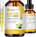 Quercetin Liquid Drops - Quercetin Supplements 700 mg - 4X Pills & Capsules - 1 Quercetin with Bromelain Elderberry Vitamin for Immunity Health Respiratory Health Skin Care- 2 Fl Oz