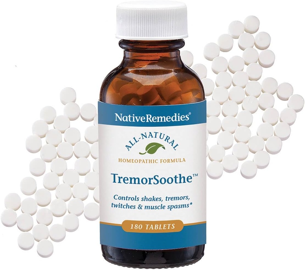 Yerli Remedies TremorSoothe - Doğal Evopatik Formula Temporly Control Shakes, Tremors, Muscle Spasms ve Twitches -180 Tabletler