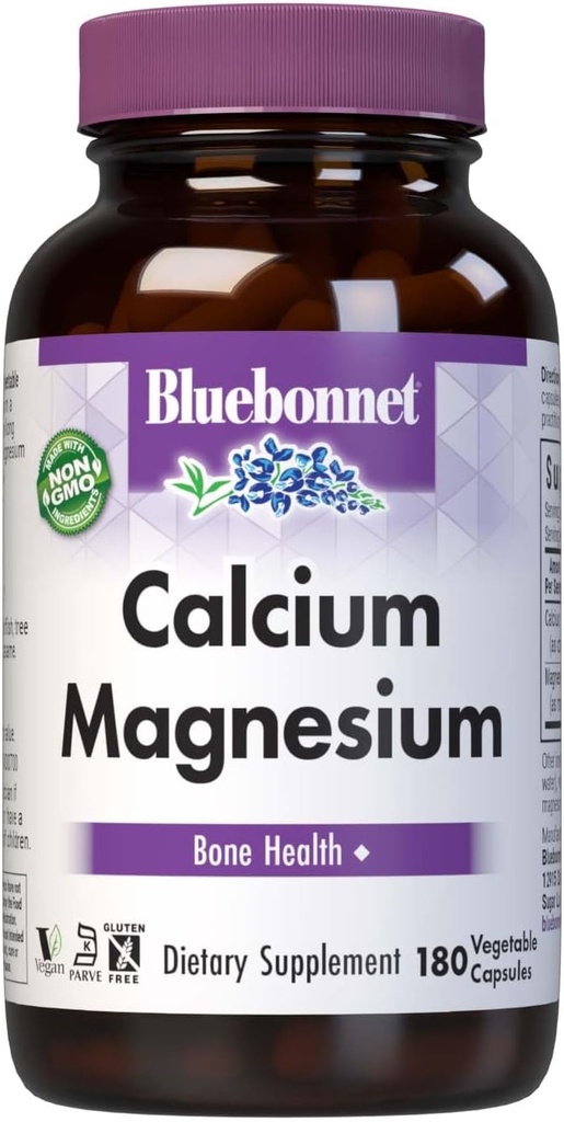 Bluebonnet Beslenme ve Magnezyum, Bone Health*, Soy-Free, Gluten-Free, Non-GMO, Vegan, Kosher Parve, 180 Sebze Capsules, 60 Hizmetler