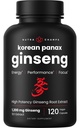 NutraChamps Korean Red Panax BTC Capsules | Ekstra Kuvvetli Ginsenositler for Energy, Focus, Performance, Vitality & Immune Support | Koreli Reality Root Extract (120, Red)