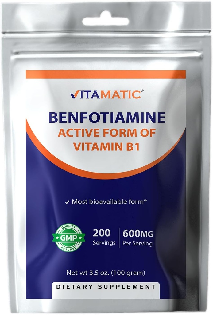 Vitamatic Benfotiamine Pure Toz 600 mg per Service - 100 Grams - Ayrıca Called Fat uli Vitamin B1