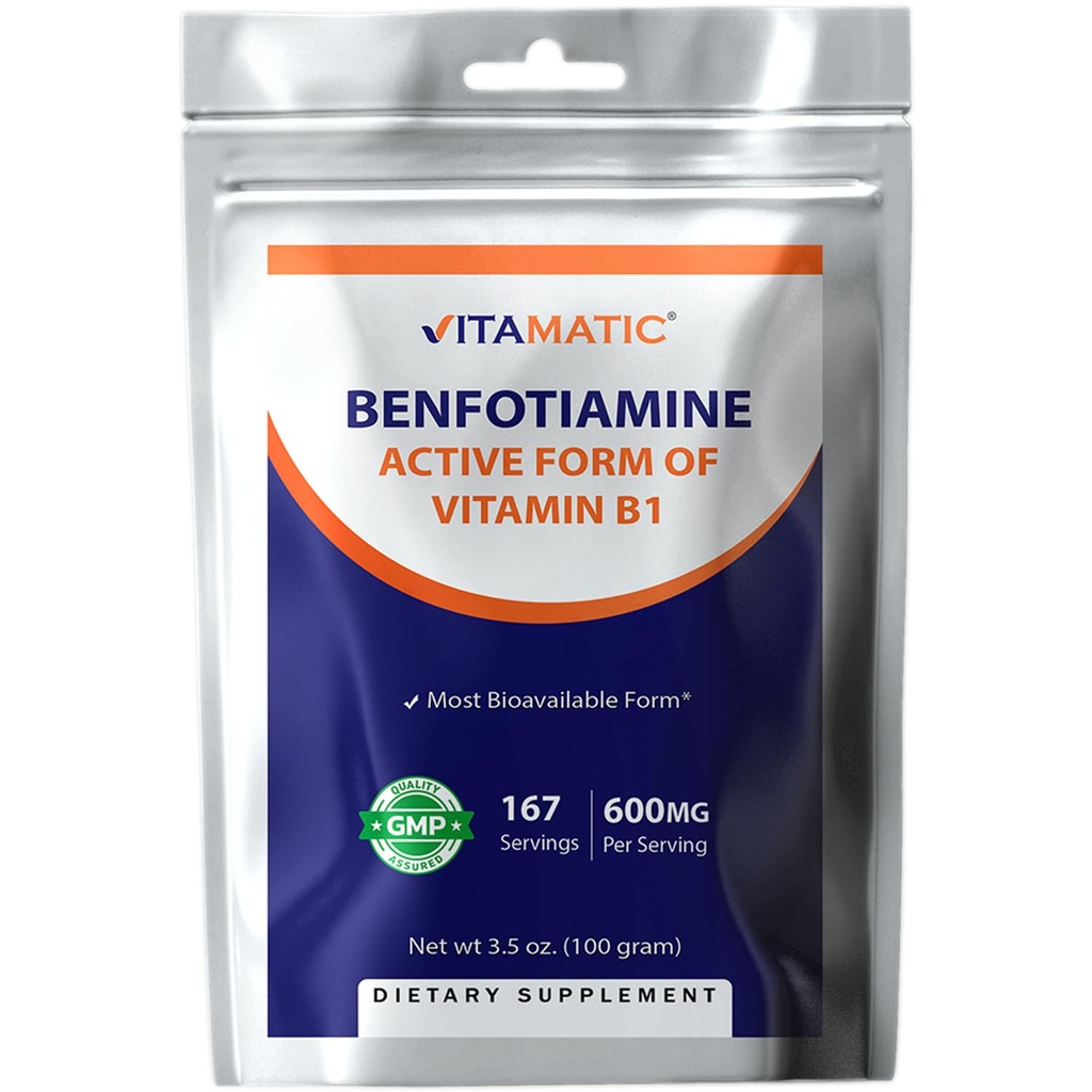 Vitamatic Benfotiamine Pure Toz 600 mg per Service - 100 Grams - Ayrıca Called Fat uli Vitamin B1