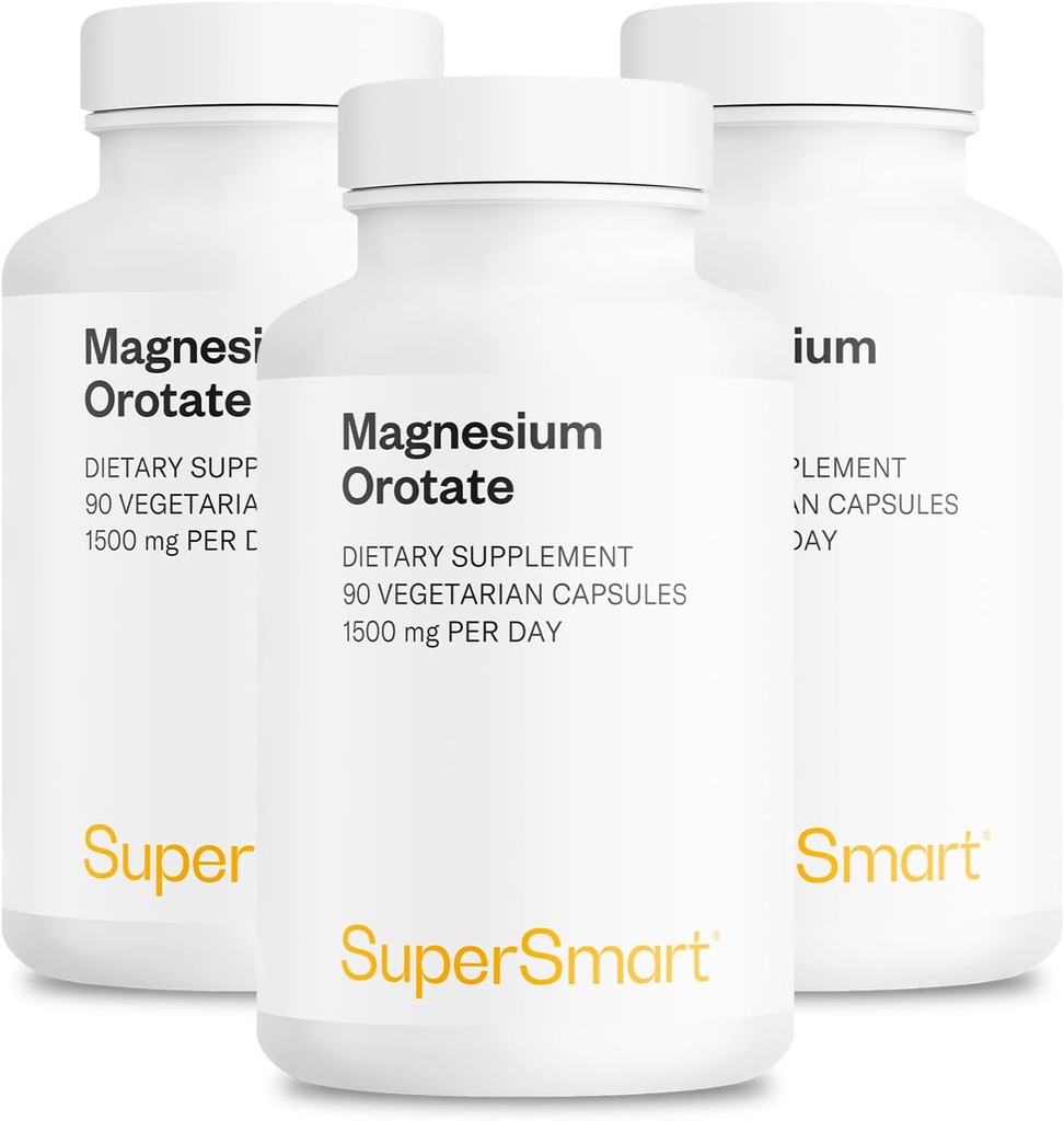 SuperSmart - Magnezyum Orotate günde 1500 mg - Yüksek Absiyon Tamam | GMO & Gluten Ücretsiz - 90 * 3 Vegetarian Capsules