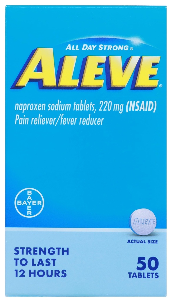Aleve, Pain Reliever/Fever Solution 220 mg Tablet, 50 Kont