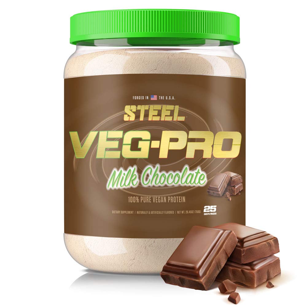 Steel Supplements Veg-PRO | Vegan Protein Tozu, Süt Çikolata | 25 Hizmet (1.65lbs) | BCAA Amino asit ile Protein Toz | Yiyeceksiz | Low Carb Formula