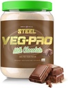 Steel Supplements Veg-PRO | Vegan Protein Tozu, Süt Çikolata | 25 Hizmet (1.65lbs) | BCAA Amino asit ile Protein Toz | Yiyeceksiz | Low Carb Formula