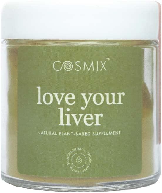 Cosmix Love Your Liver, Detoxification of Liver & Kidney, Purifies Blood, Reduce Inflamation, Bhumi Amalaki, Milk Thistle, Turmeric, 60G - Makes Upto 40 Servisler, Plant-Based Superfood