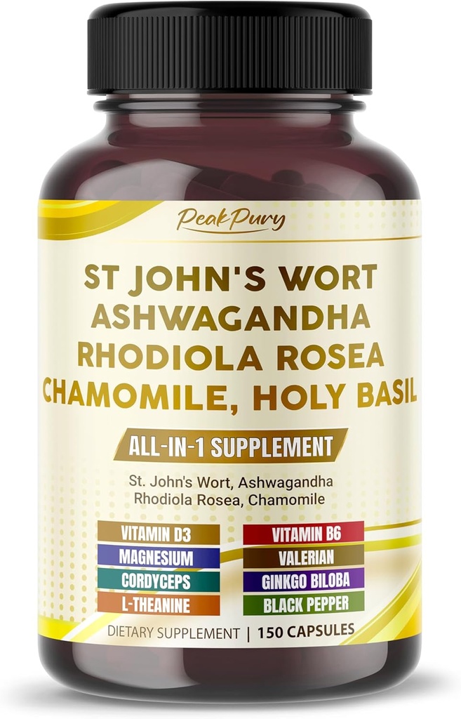 St. John's Wort Ashwagandha Rhodiola Rosea Chamomile - ABD'de Made in USA