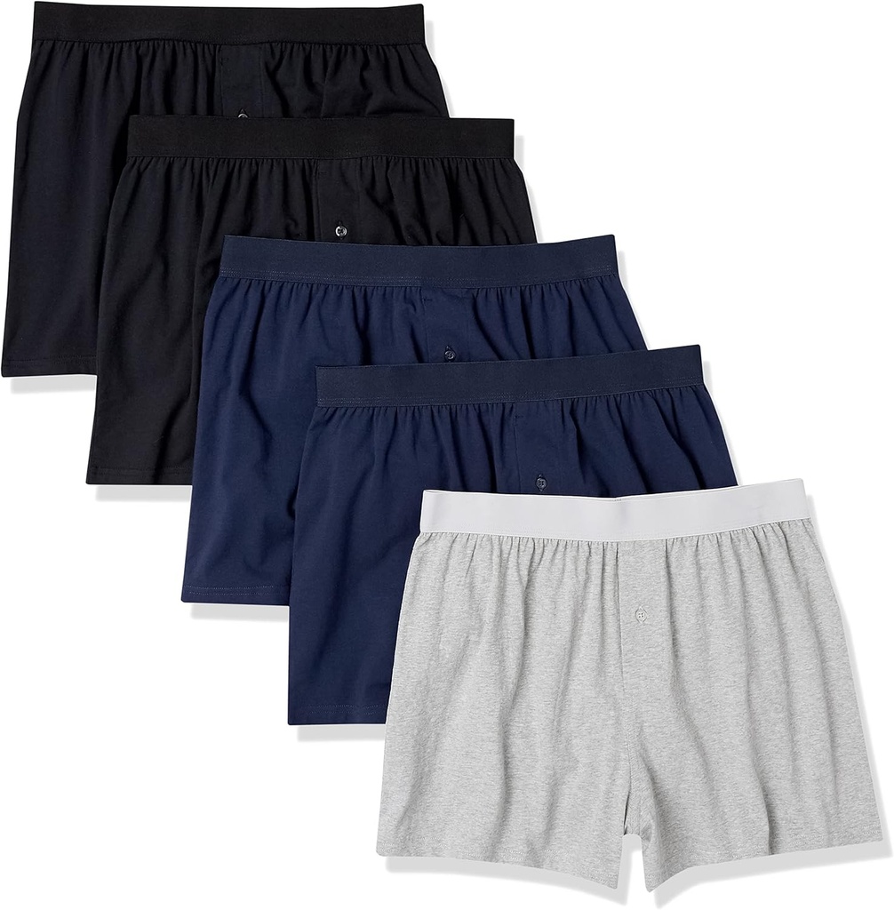 Essentials Cotton Jersey Boxers - Erkeklerin Underwear, Big & Tall'da kullanılabilir, 5 Paket