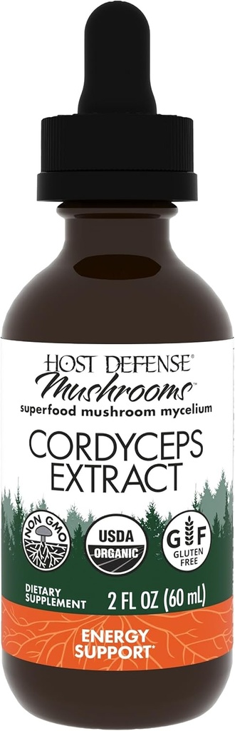 Host Defense Cordyceps Extract - Immune & Energy Support Supplement - Συμπλήρωμα για την υγεία των νεφρών με Cordyceps - Fitness Support to Aid Oxygen Uptake - 2 fl oz (60 Services)*