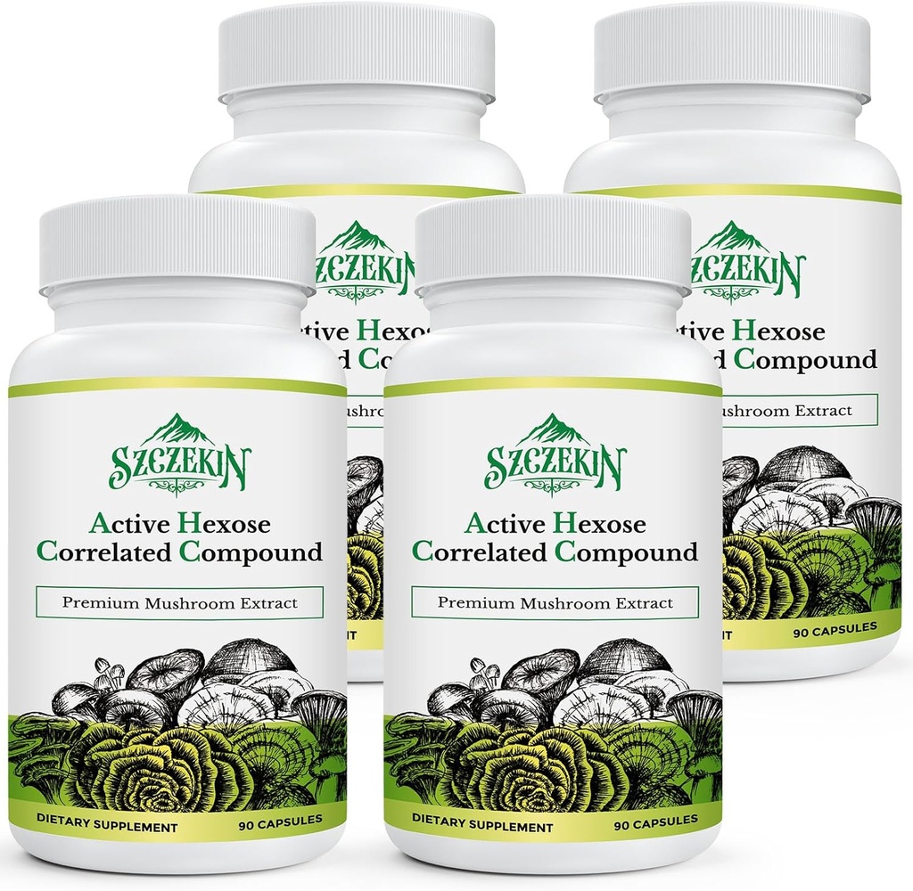 Active Hexose Correlated Compound 1500 mg Supplement, Natural 8 Mushroom Extract Supplement, ανοσοποιητικό σύστημα, λειτουργία ήπατος, δραστηριότητα φυσικών δολοφόνων και κυττάρων Τ, 360 κάψουλες λαχανικών