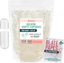 BlateCo Premium Size 00 Empty Gelatin Capses,1000 Count (Clear) with Blate Papes® Gel Film Pouches - Νέα, μη ΓΤΟ πληρώσιμα χάπια σε μια επαναχρησιμοποιήσιμη τσάντα - Τίποτα τεχνητό, ποτέ.