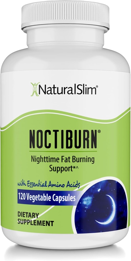 NaturalSlim Night Time Fat Burner για γυναίκες & άνδρες - Noctiburn Διανυκτέρευση Fat Burning Συμπληρώματα με Essentials Amino Acid for night Burn Μεταβολισμός Υποστήριξη - 120 κάψουλες λαχανικών