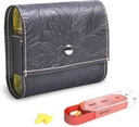 Pill Organizer,LIZIMANDU Haftalık Seyahat Pill Case Box Drug Remember Daily AM PM, Day Night 7 Karşılaştırmalar, 4 Times A Day, 7 Days a Week-Includes Deri PUing Case (1-Carved Black)