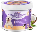 HICC PET Eyes Köpekler ve Kediler için Wipes, Vet- Tavsiye Edilmiş Köpek Göz Enfeksiyonu Tedavisi, Gally Don Tear Stain, Debris, Discharge - Hipoallergenik Pet Eye Eyes Gözler için daha temiz, Wrinkle, Face - 100par