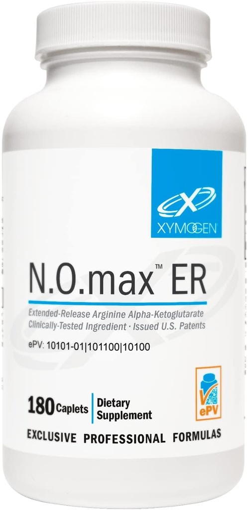 XYMOGEN N.O.max ER - Εκτεταμένη-Απαγόρευση Νιτρικό Οξείδιο Προδρομικό Αργινίνη Άλφα-Κετογλουταρικό για την Υποστήριξη Καρδιαγγειακής Υγείας - Βελτιστοποιεί τη λειτουργία των μυών + Προσαρμογή στην Άσκηση (180 Caplets)
