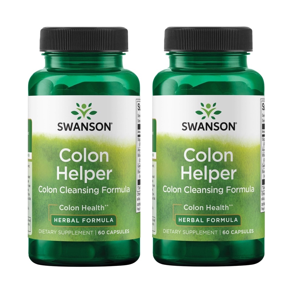 Swanson Kolon Yardımcı - Vervain, Goldenseal Root, Slippery Elm Bark & More - Herbal Supplement Aiding Health Eliminations - (60 Capsules) (2 Pack)