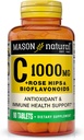 MASON NATURAL Vitamin C 1, 000 mg Plus Rose HIPS και Bioflavonoids Complex - Υποστηρίζει ένα υγιές ανοσοποιητικό σύστημα, αντιοξειδωτικό και ουσιαστικό θρεπτικό συστατικό, 90 δισκία