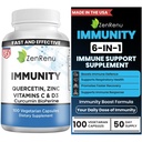 Zenrenu Immunity Quercetin 700 mg Çinko C Vitamin D Immune Support Supplement with Curcumin - Easy to Absorb Immunity Supplement, 100 Vegetarian Capsules 50 Day Supply