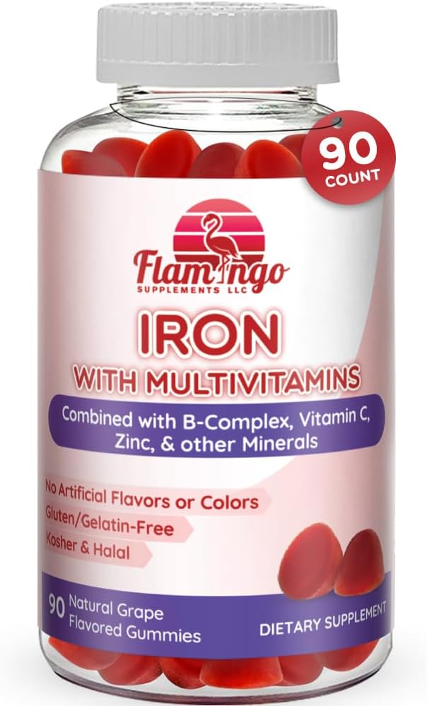 Iron Gummies: Νέα Formula 20 mg Iron per Serving Plus Vitamin C, Zinc, B Complex. Iron Gummies για γυναίκες και άνδρες. Συμπλήρωμα αναιμίας για τη Κόπωση, προγεννητική εγκυμοσύνη- Vegan, Kosher- 90 Ct