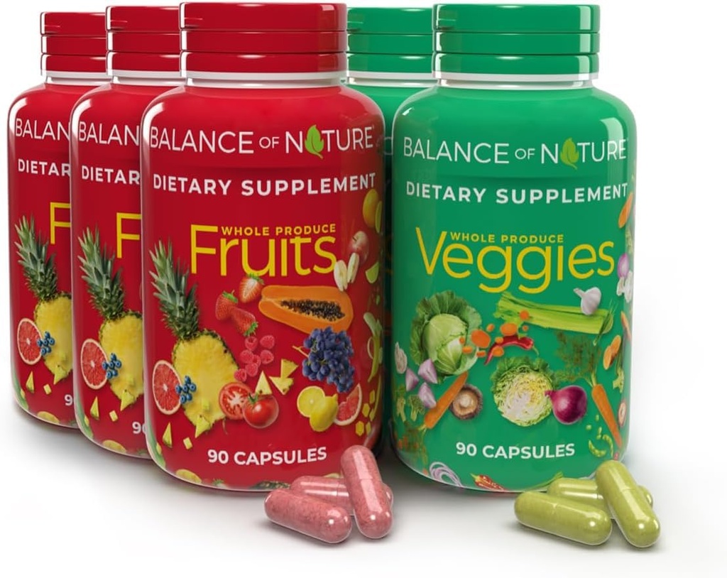 Nature Whole Food Supplement with Fruit and Sebze Malzemeler for Women, Men, and Kids - 90 Capsules, 3 Setler