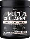 Premium Multi Collagen, Protein Toz (1, 2, 3, 5 & 10) C vitamini, Biotin, Hyaluronic Asit, Saç Cilt ve Çiçeği - Deniz, Bovine, Chicken & Eggshell (Unflavored, 45 Hizmet)