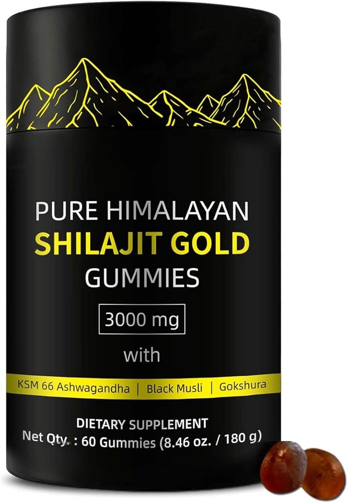Shilajit Gummies | Erkekler için Alpha Gummies | Lab Test Edilmiş I No Eklenme Şeker | Ashwagandha, Gokshura | Fulvic Acid & 85+ Trace Minerals for Men, Women | Non-GMO | 60 Gummy