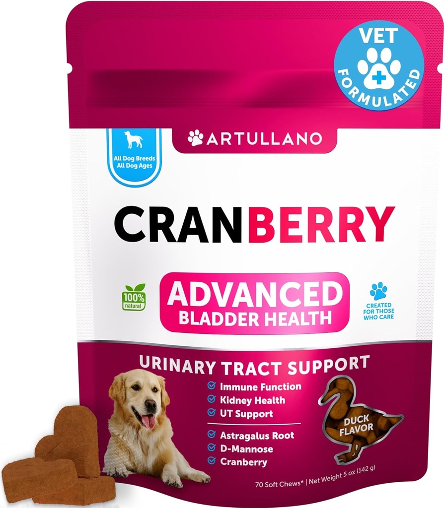 Dog UTI Treatment - Cranberry Supplement & Bladder Control for Dogs - Urinary Tract Enfeksiyonu Incontinence Pill, Bladder Stones - UTI Tıp Tedavileri - Kidney Desteği için 70 Yumuşak Chews