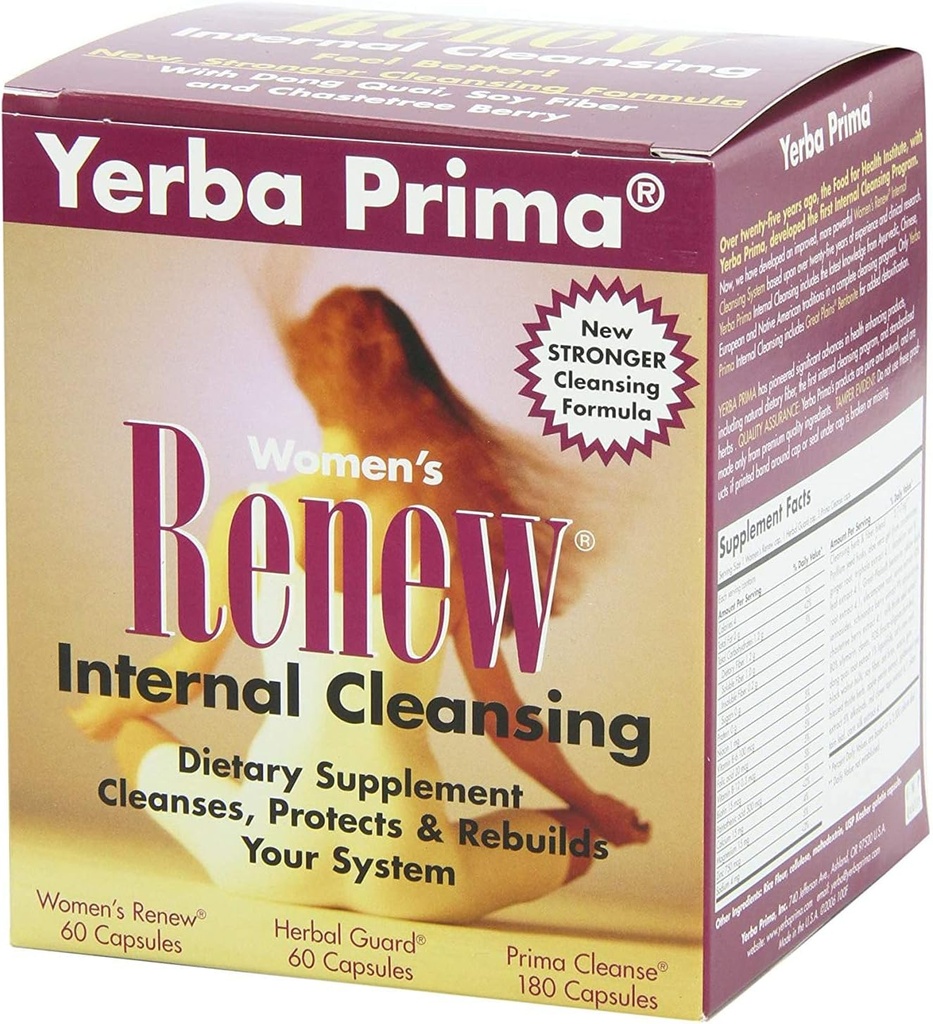 Yerba Prima Women's Renew Internal Cleansing System - 30 Day Cleanse and Detox Kit - Bayan Detoxing Herbal Support Supplements