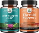 Liver Support NAC Supplement with Milk Thistle Extract, N Acetyl Cysteine and Artichoke, and Herbal Thyroid Support Complex - Potent Kelp Iodine for Hormon Balance - Mood & Energy