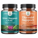 Liver Support NAC Supplement with Milk Thistle Extract, N Acetyl Cysteine and Artichoke, and Herbal Thyroid Support Complex - Potent Kelp Iodine for Hormon Balance - Mood & Energy