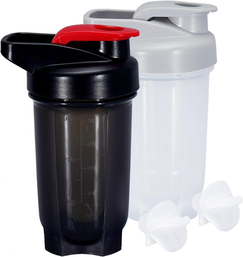 Shaker Şişe Protein Shakes Cup 10 Ounce Shaker Şişe Whisk Balls ile, Protein Shake Şişe Protein Mixes için Set, Protein Shakes, Shaker Cup, Protein Shaker, Black+Grey, 2 Creation