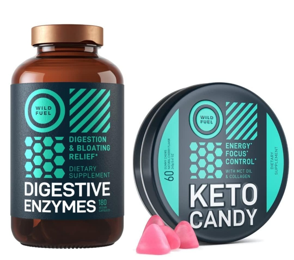 WILD FUEL Keto Candy με MCT Oil και Collagen και Digestive Enzymes με Probiotic και Prebiotic Bundle