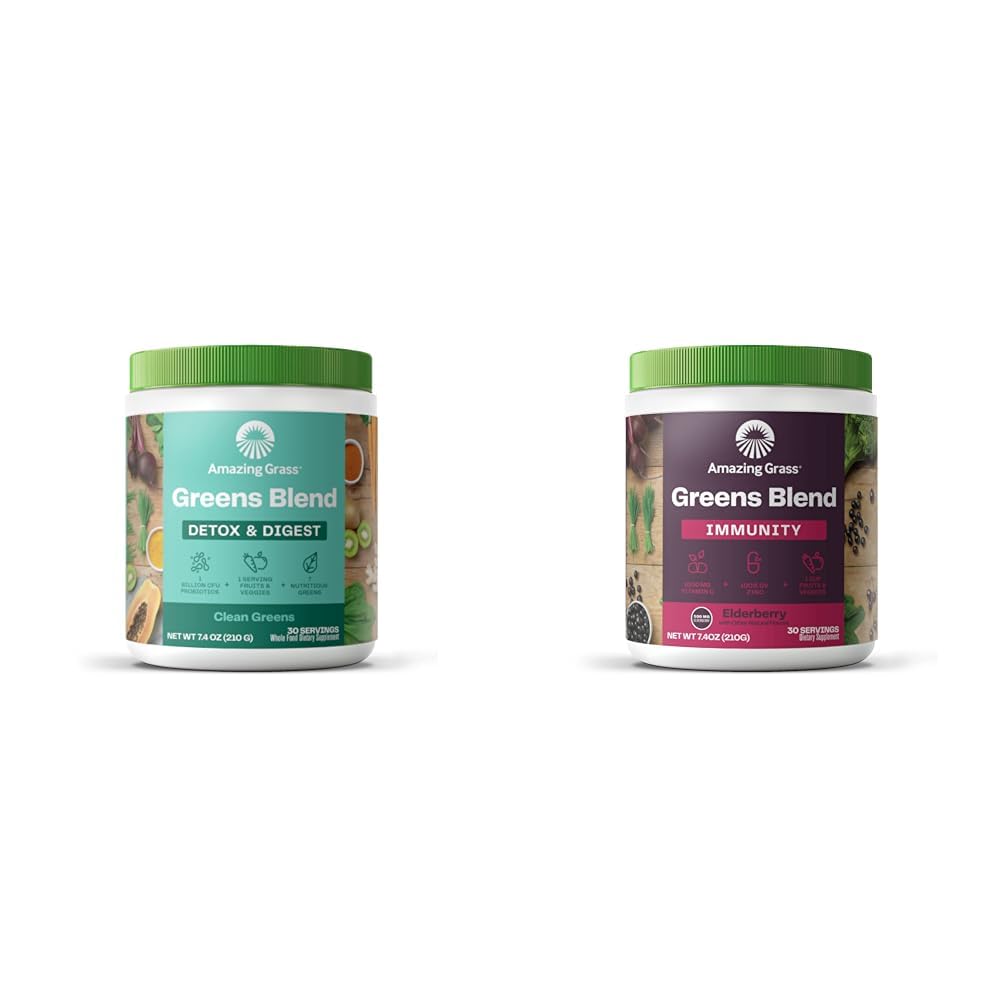 Amazing Grass Greens Blend Detox & Digest: Smoothie Mix, Super Greens Toz & Greens Mix Superfood for Immune Support: Super Greens Toz Smoothie