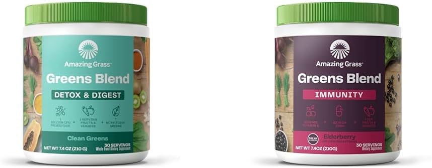 Amazing Grass Greens Blend Detox & Digest: Smoothie Mix, Super Greens Toz & Greens Mix Superfood for Immune Support: Super Greens Toz Smoothie