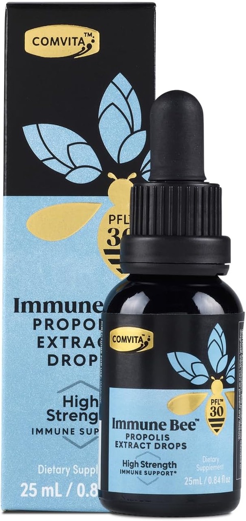 Comvita Extra Strength Bee Propolis Extract - Φυσική ανοσοποιητική υποστήριξη, σταγόνες για στοματική υγεία, υγρό πρόπολης, βοηθά στο λαιμό, χωρίς αλκοόλ - PFL 30, 0.8 fl oz γυάλινη φιάλη