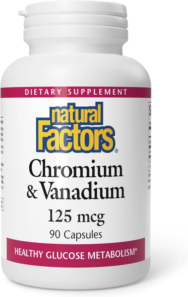 Natural Factors, Chromium & Vanadium 125 mcg, Supports Healthy Metabolism, 90 capsules