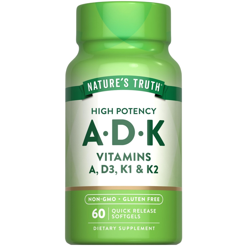 Doğanın Gerçek Vitamini ADK | 60 Softgels | Vitamin A, D3, K1 & K2 | Non-GMO & Gluten Ücretsiz Supplement