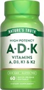 Doğanın Gerçek Vitamini ADK | 60 Softgels | Vitamin A, D3, K1 & K2 | Non-GMO & Gluten Ücretsiz Supplement