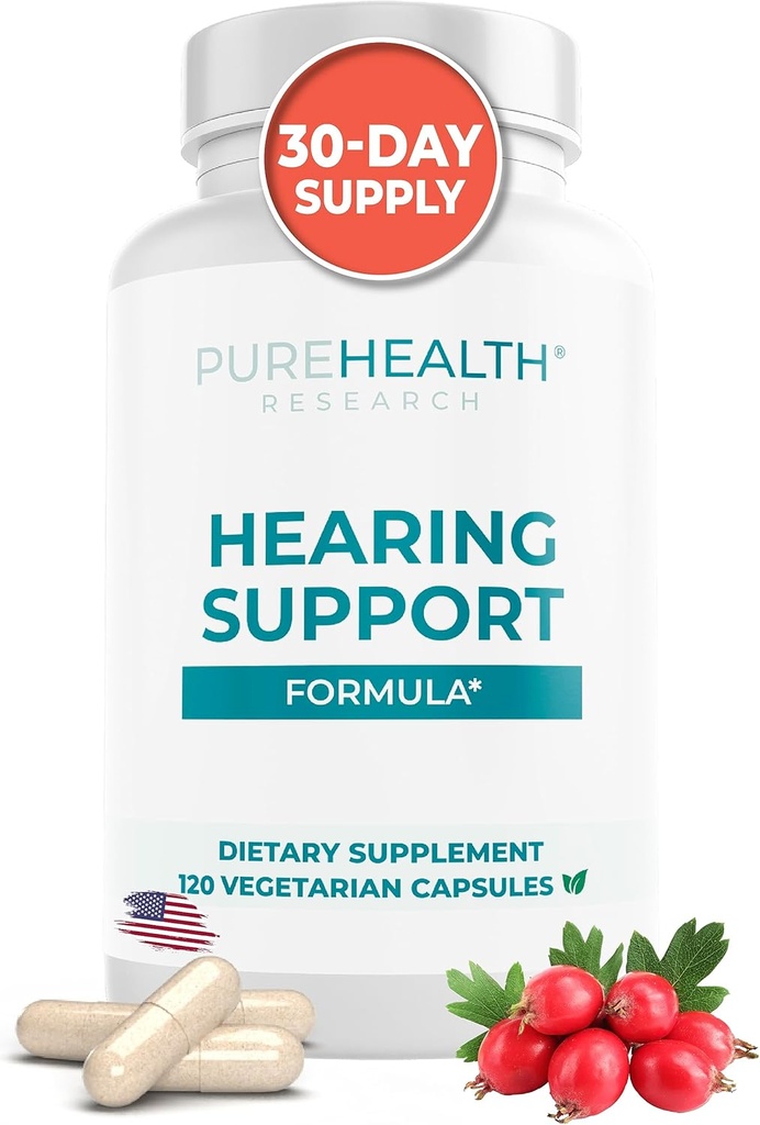 PUREHEALTH ΕΡΕΥΝΗΤΙΚΗ Φόρμουλα Υποστήριξης Ακρόασης - Συμπλήρωμα εμβοών με Flavonoids & Βιταμίνες Ακρόασης για να βοηθήσει τη σιωπή Ο θόρυβος, με ασφάλεια και φυσικά - Εμβοές αυτιών ανακούφιση για τα αυτιά δακτυλίων, 1 μπουκάλι