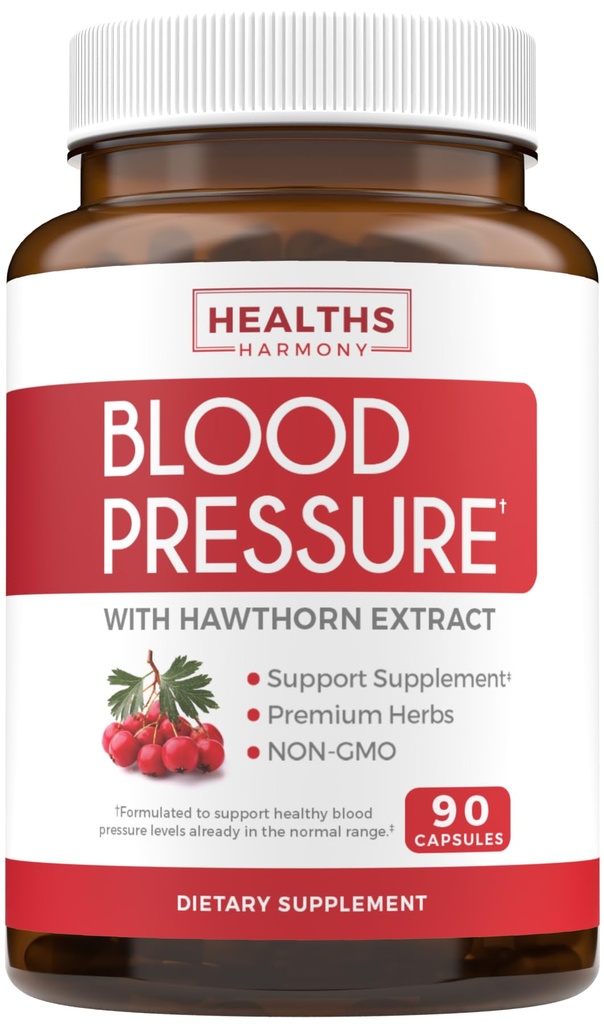 Kan basıncı Desteği Tamam (NON-GMO) Premium Doğal Herbs, Vitaminler ve Bayanlar - Yüksek Depresasyon - Daha Fazla Normal Ortada Kan Baskı Seviyeleri Destek - 90 Capsules