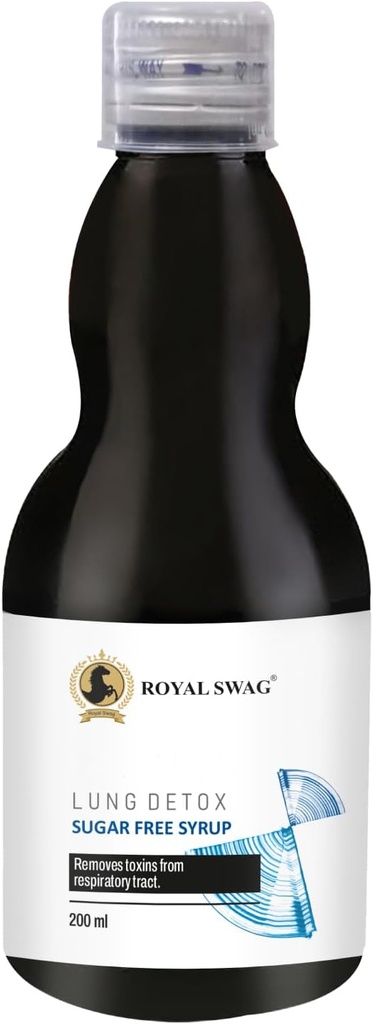 ROYAL SW Ayurvedic Lung Detox Syrup 200 ml Herbal Supplement | Natural Extracts Tulsi, Mulethi, Vasava, Pippali ve Turmeric | Sugar Free Syrup for Lung Cleansing and Detoxification