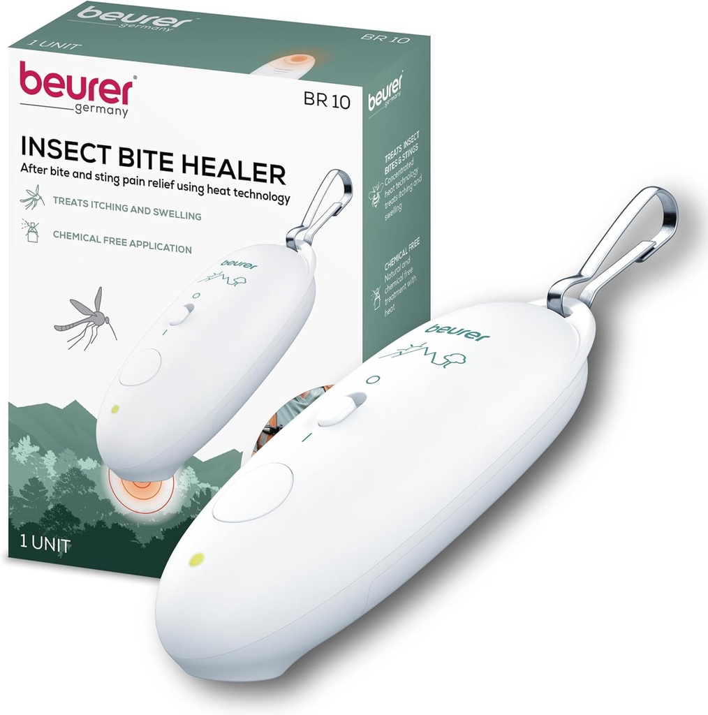Beurer BR10 Insect Bite Healer with Clip, Portable Itch and Swelling Relief for Non-Toxic Treatment of Mosquito Bites and Other Common Insect Bites, Outdoors Essential