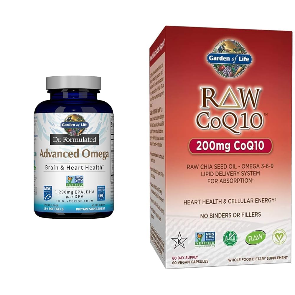 Yaşam Bahçesi Dr. Formulated Advanced Omega Fish Oil - Lemon, 1.290 mg EPA, DHA + DPA & Vegetarian Omega 3 6 9 Supplement - Raw CoQ10 Chia Tohum Yağ Tüm Gıda Beslenmesi