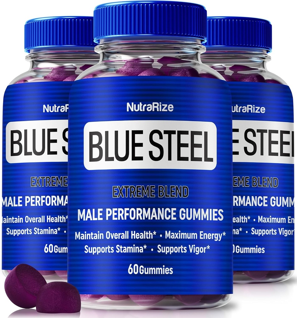 (3 Pack) Erkekler için Blue Steel Gummies, Günlük Beslenme Güveni ve Genel Sağlık, Tüm Doğal Tamamı Peak Performansını Desteklemek için, Resmi Erkek Gummy, BlueÇelik İncelemeleri (180 Gummies)