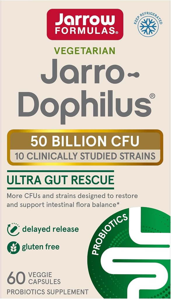Jarrow Formulas Jarro-Dofilius Ultra - 50 Milyar Viable Organizmleri Odada - 60 Gecikme Veggie Caps - Geri yüklemeler, Korumalar ve Intestinal Flora - 60 Hizmetler